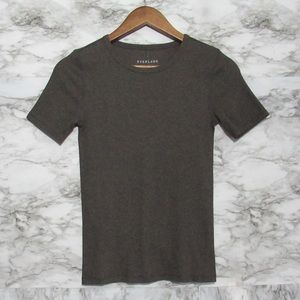 Everlane Brown Ribbed Pima Cotton Crew Tee Size Small